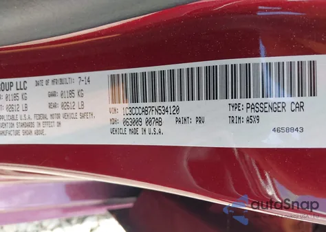 2015 Chrysler 200 Limited из США, поврежденный, VIN 1C3CCCAB7FN534120